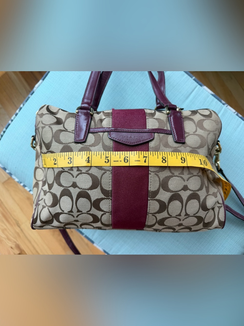 Vintage Coach Signature Stripe Nancy Crossbody + Satchel - Picture 8 of 12